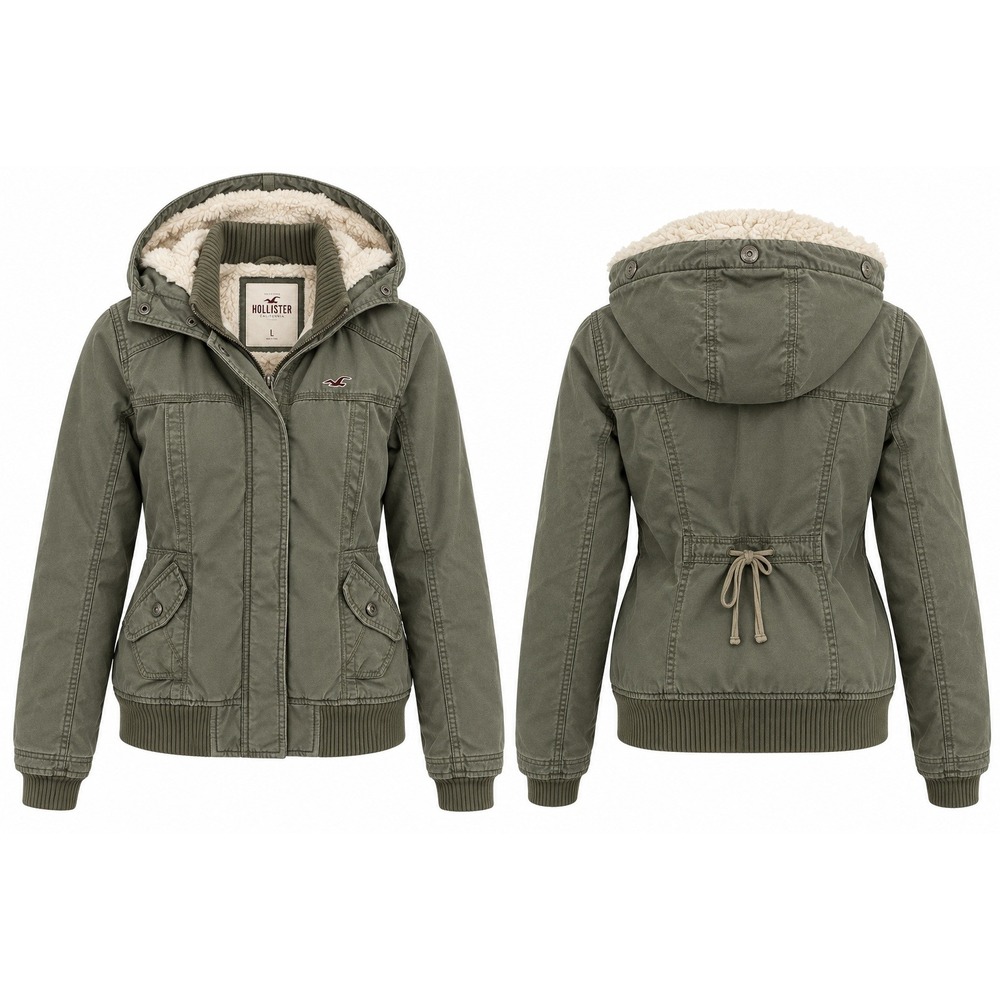 Vintage Y2K Hollister Sherpa Lined Hooded Jacket Large